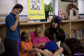 We were quiet looking for books.