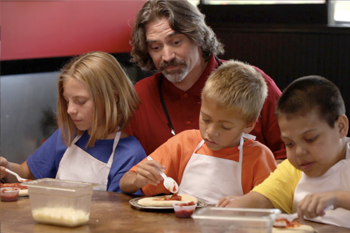 We each made a small cheese or pepperoni pizza to bring home.